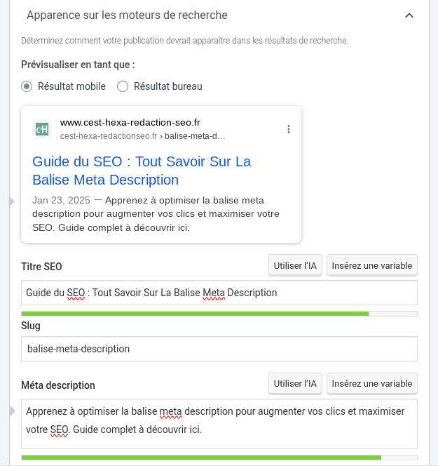 yoast seo balise meta